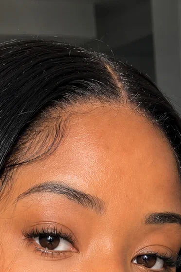 V-Part Body Wave 220 Density Hair Wig – Crown Strand, HD lace hairline close-up
