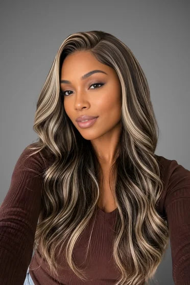Wear & Go Highlighted Glueless Wig – Crown Strand, front view