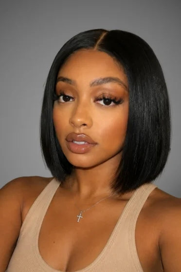 Wear & Go Straight Short Bob HD Lace Front Glueless Wig – Crown Strand, front view