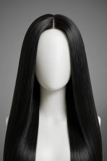 Bone Straight HD Lace Frontal Wig 200% Density - long straight black lace front wig on mannequin head